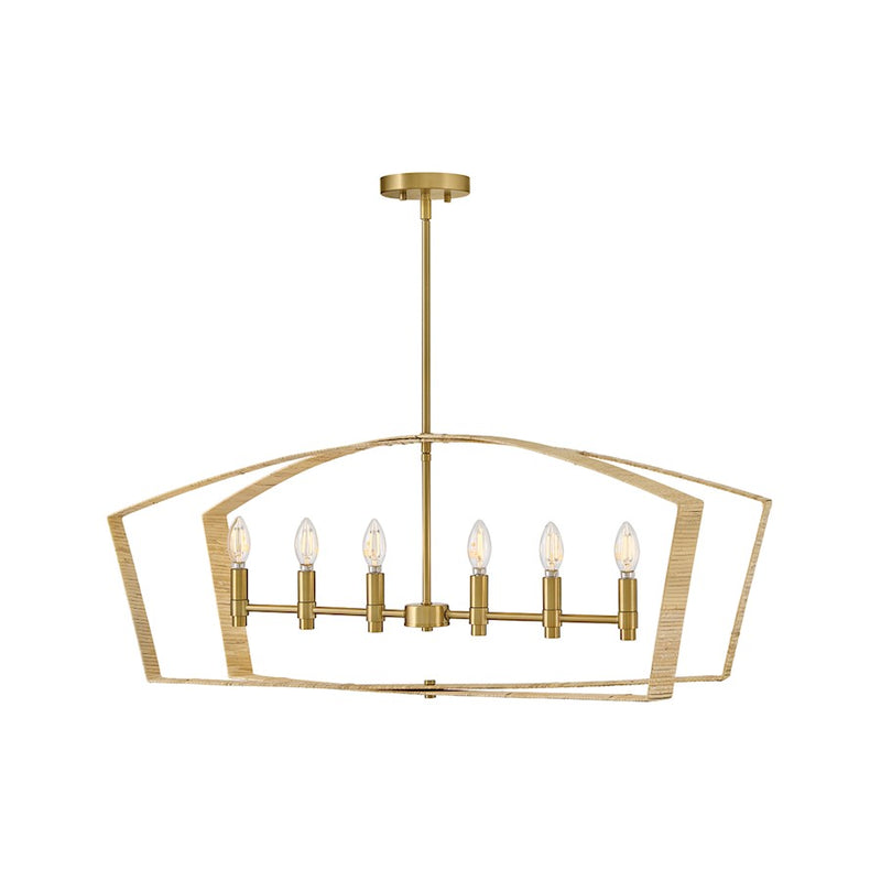 Lark Sammi 6 Light 40" Linear Chandelier, Lacquered Brass