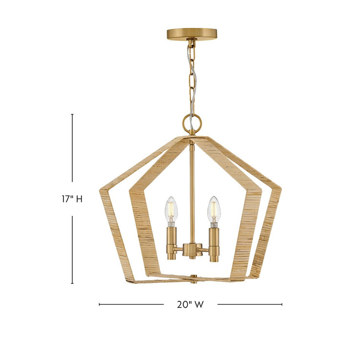 Lark Sammi 2 Light Large Pendant, Lacquered Brass