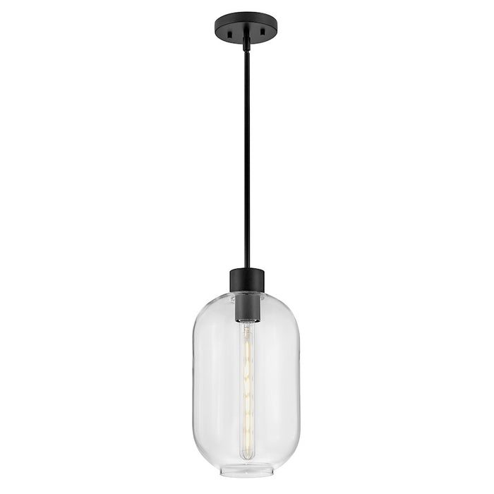 Lark Greer 1 Light Small Pendant, Black/Clear