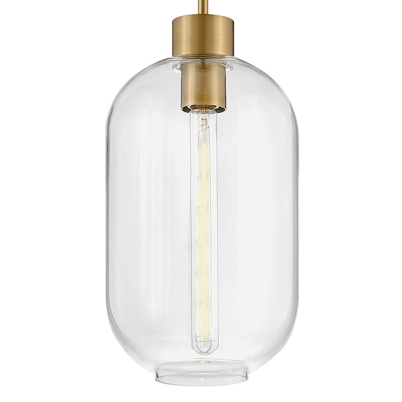 Lark Greer 1-Light Small Pendant | Transitional Lacquered Brass Steel and Clear Glass | Kitchen Island & Dining Room | 8.5 x 8.5 x 16 in | Model 83657LCB