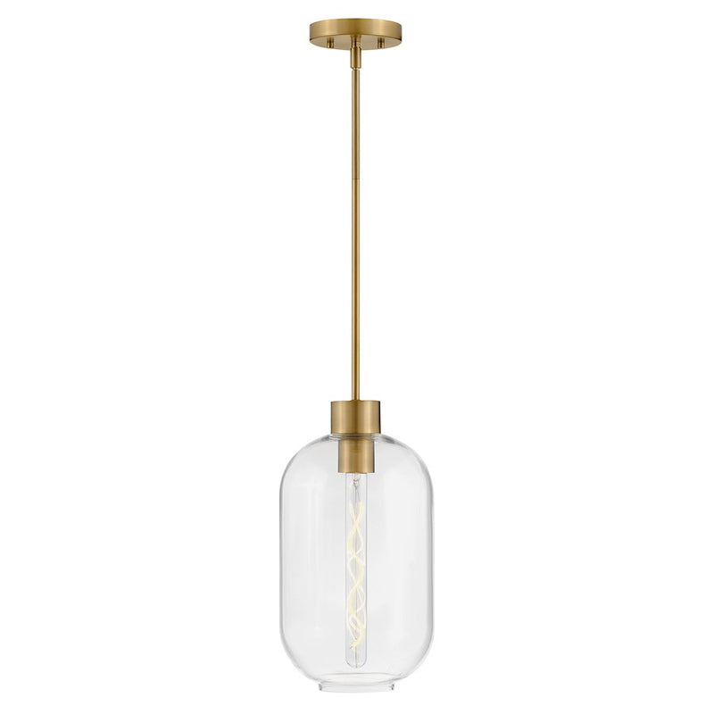 Lark Greer 1 Light Small Pendant, Lacquered Brass/Clear