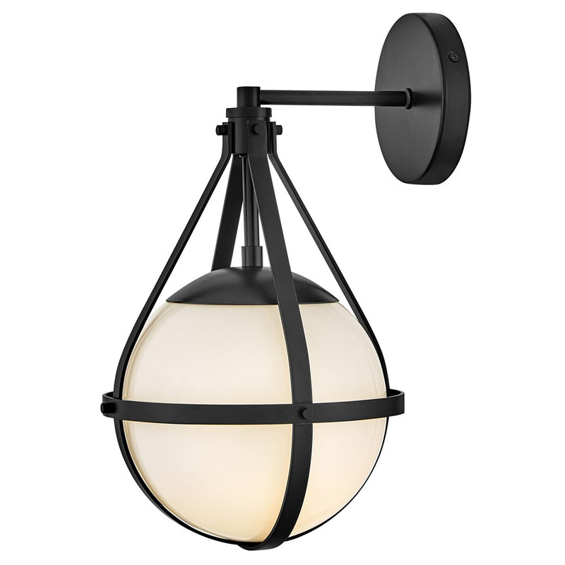 Lark Colby 9in 1-Light Wall Sconce | Modern Black Steel and Cased Opal Glass | Living Room & Hallway Accent | 10.5 x 9.25 x 15.75 in | Model 83670BK
