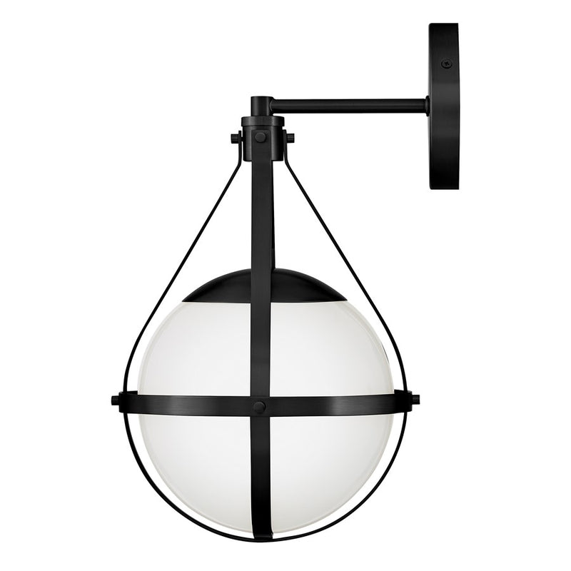 Lark Colby 9in 1-Light Wall Sconce | Modern Black Steel and Cased Opal Glass | Living Room & Hallway Accent | 10.5 x 9.25 x 15.75 in | Model 83670BK