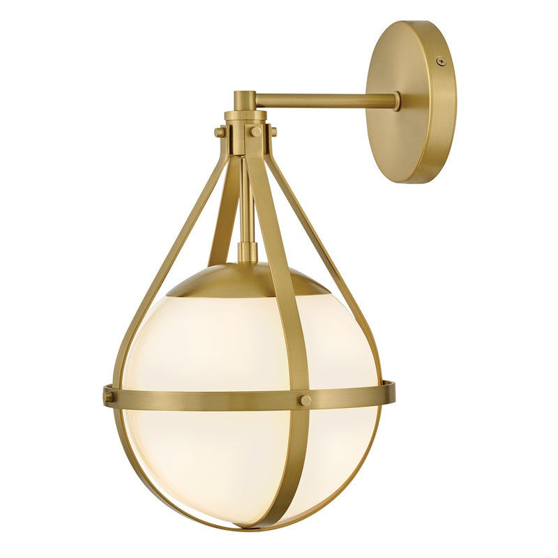 Lark Colby 9in 1-Light Wall Sconce | Modern Lacquered Brass Steel and Cased Opal Glass | Bedroom & Hallway Accent | 10.5 x 9.25 x 15.75 in | Model 83670LCB