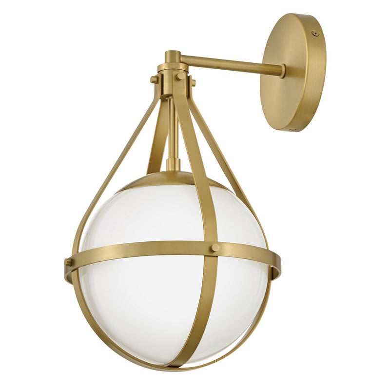 Lark Colby 9in 1-Light Wall Sconce | Modern Lacquered Brass Steel and Cased Opal Glass | Bedroom & Hallway Accent | 10.5 x 9.25 x 15.75 in | Model 83670LCB