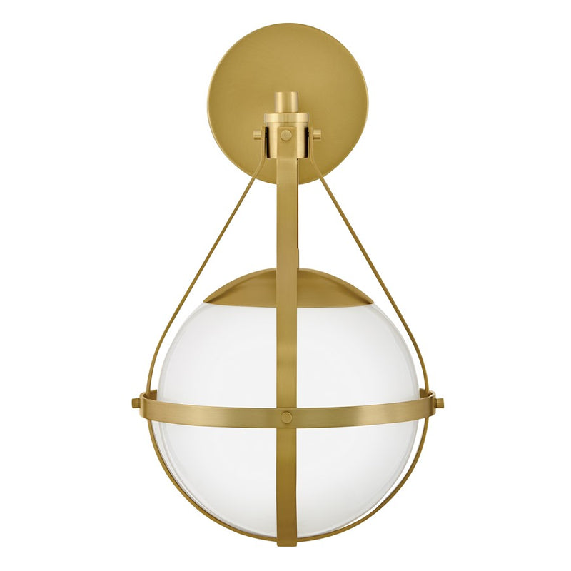 Lark Colby 9in 1-Light Wall Sconce | Modern Lacquered Brass Steel and Cased Opal Glass | Bedroom & Hallway Accent | 10.5 x 9.25 x 15.75 in | Model 83670LCB