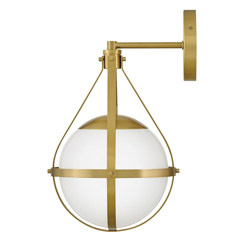 Lark Colby 9in 1-Light Wall Sconce | Modern Lacquered Brass Steel and Cased Opal Glass | Bedroom & Hallway Accent | 10.5 x 9.25 x 15.75 in | Model 83670LCB