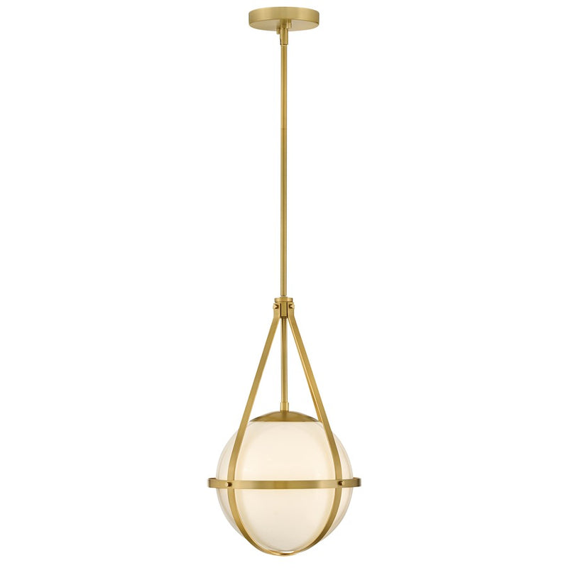 Lark Colby 11in 1-Light Pendant | Modern Lacquered Brass Steel and Cased Opal Glass | Kitchen Island & Dining Room | 11 x 11 x 18 in | Model 83677LCB
