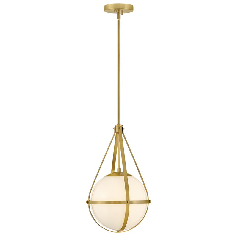 Lark Colby 11in 1-Light Pendant | Modern Lacquered Brass Steel and Cased Opal Glass | Kitchen Island & Dining Room | 11 x 11 x 18 in | Model 83677LCB