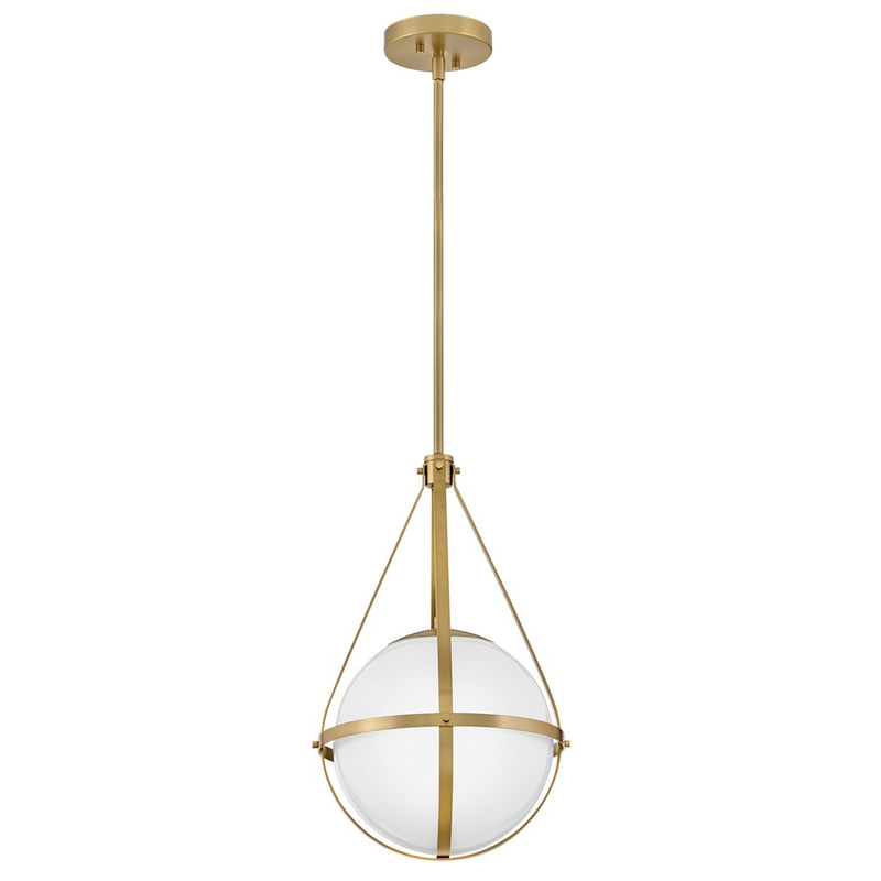 Lark Colby 11in 1-Light Pendant | Modern Lacquered Brass Steel and Cased Opal Glass | Kitchen Island & Dining Room | 11 x 11 x 18 in | Model 83677LCB