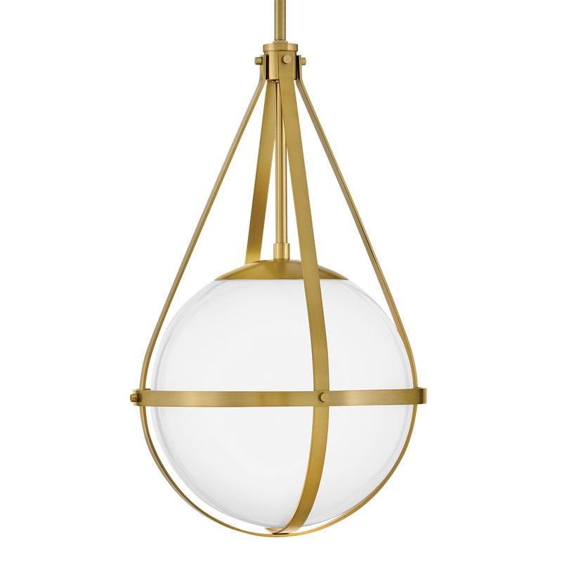 Lark Colby 11in 1-Light Pendant | Modern Lacquered Brass Steel and Cased Opal Glass | Kitchen Island & Dining Room | 11 x 11 x 18 in | Model 83677LCB