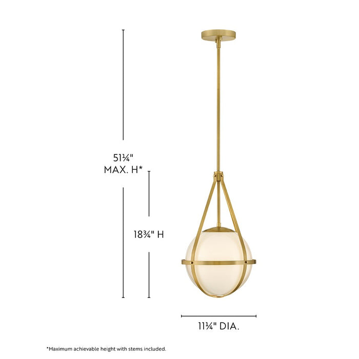 Lark Colby 1 Light 11" Pendant, Lacquered Brass/Cased Opal