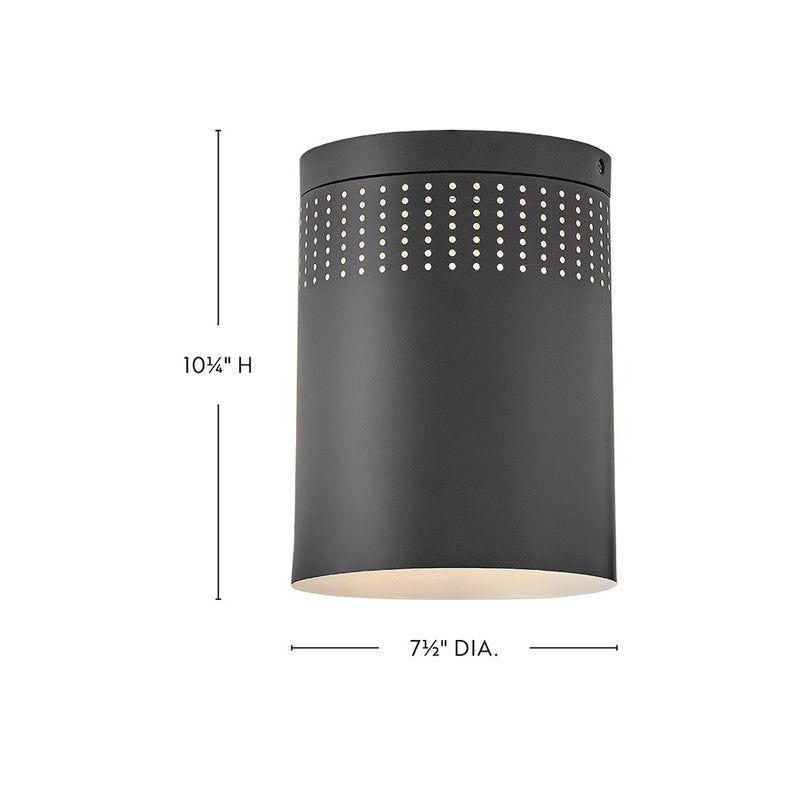 Lark Casey 7.5in 1-Light Flush Mount | Modern Black Steel | Hallway & Bedroom | 7 x 7 x 10 in | Model 83681BK