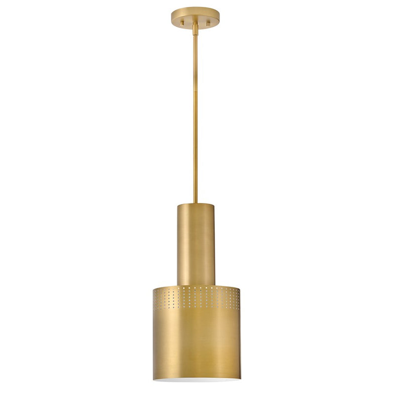 Lark Casey 9in 1-Light Pendant | Modern Lacquered Brass Steel Cylinder Shade | Kitchen Island & Dining Room | 9 x 9 x 18 in | Model 83687LCB