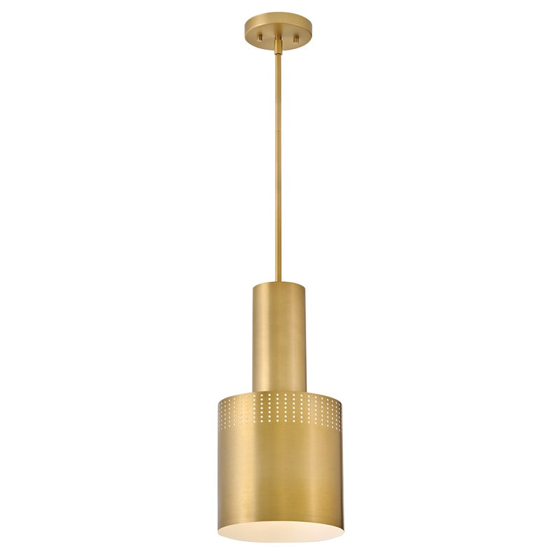Lark Casey 9in 1-Light Pendant | Modern Lacquered Brass Steel Cylinder Shade | Kitchen Island & Dining Room | 9 x 9 x 18 in | Model 83687LCB