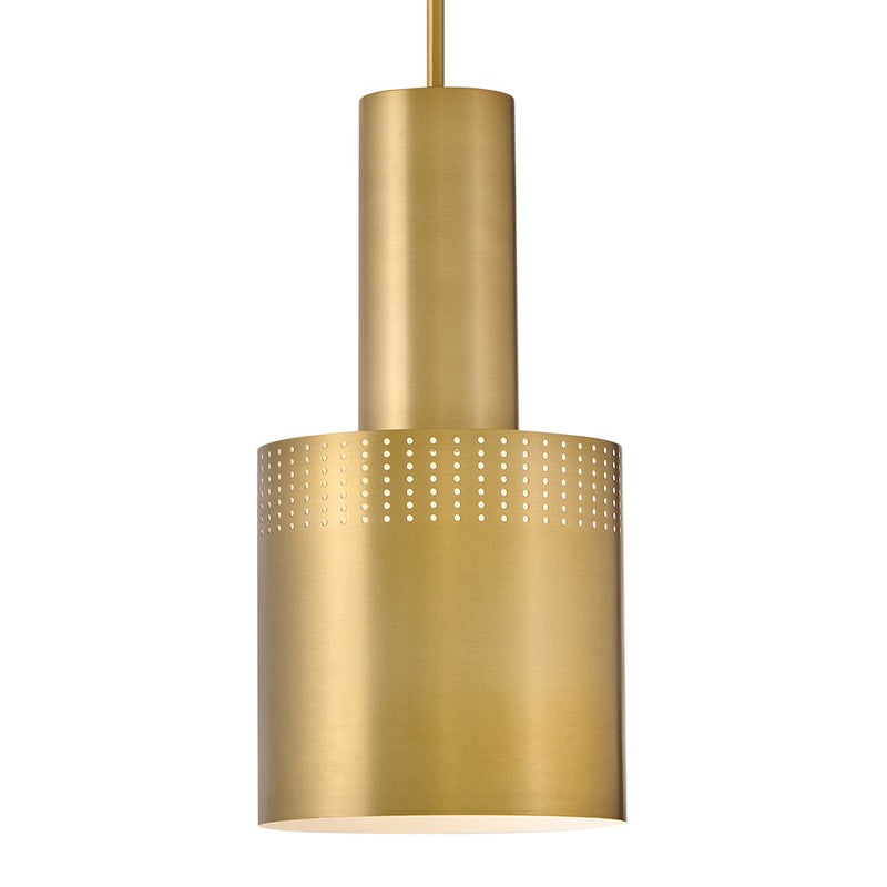 Lark Casey 9in 1-Light Pendant | Modern Lacquered Brass Steel Cylinder Shade | Kitchen Island & Dining Room | 9 x 9 x 18 in | Model 83687LCB