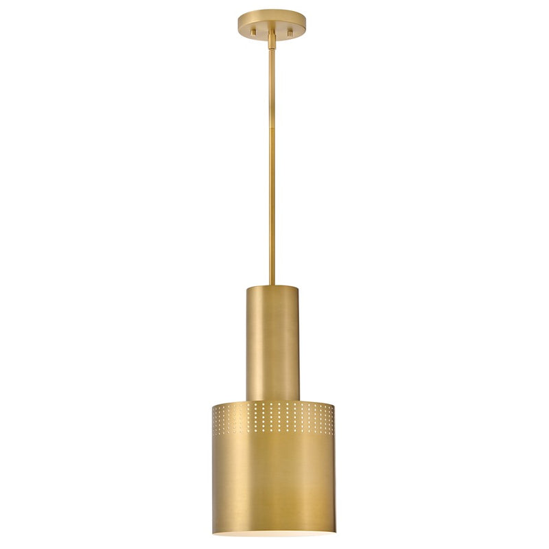 Lark Casey 9in 1-Light Pendant | Modern Lacquered Brass Steel Cylinder Shade | Kitchen Island & Dining Room | 9 x 9 x 18 in | Model 83687LCB