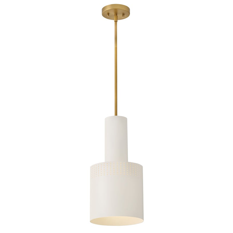 Lark Casey 1 Light 9" Pendant, Lacquered Brass/Satin Off White