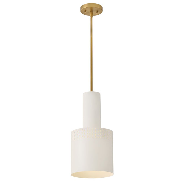 Lark Casey 1 Light 9" Pendant, Lacquered Brass/Satin Off White