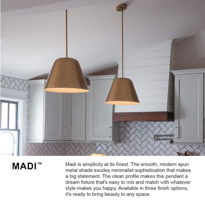 Lark Madi 1 Light Large Pendant, Lacquered Brass