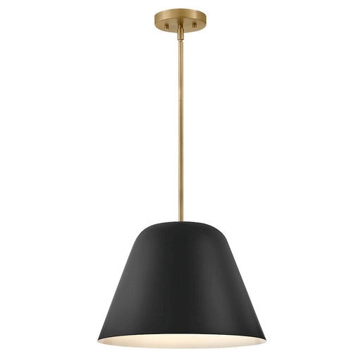 Lark Madi 1 Light Large Pendant, Lacquered Brass/Black - 83707LCB-BK