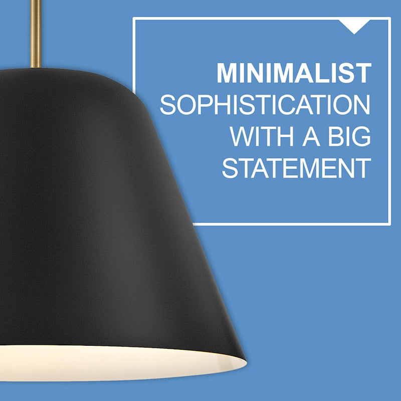 Lark Madi 16in 1-Light Pendant | Modern Lacquered Brass Steel | Kitchen Island & Dining Room | 16 x 16 x 11 in | Model 83707LCB-BK