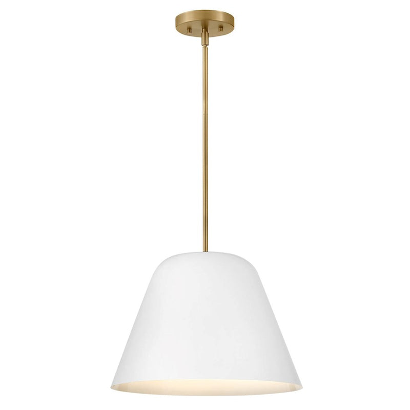 Lark Madi 16in 1-Light Pendant | Modern Lacquered Brass Steel and Matte White Shade | Kitchen Island & Dining Room | 16 x 16 x 11 in | Model 83707LCB-MW