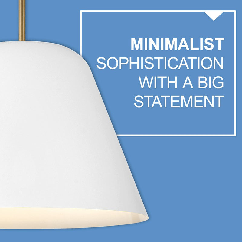 Lark Madi 16in 1-Light Pendant | Modern Lacquered Brass Steel and Matte White Shade | Kitchen Island & Dining Room | 16 x 16 x 11 in | Model 83707LCB-MW