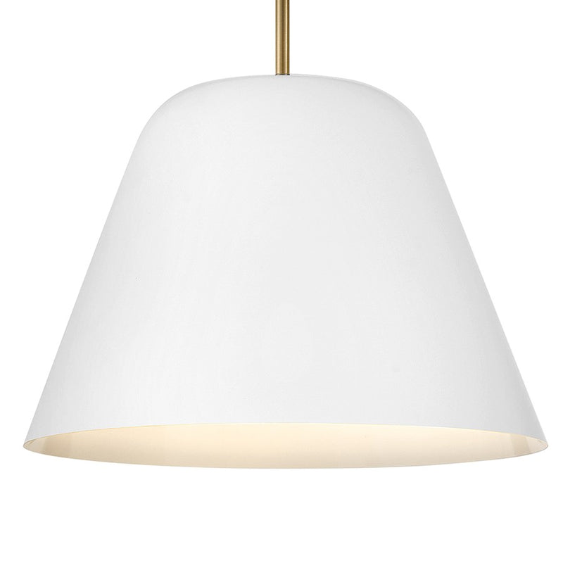 Lark Madi 16in 1-Light Pendant | Modern Lacquered Brass Steel and Matte White Shade | Kitchen Island & Dining Room | 16 x 16 x 11 in | Model 83707LCB-MW