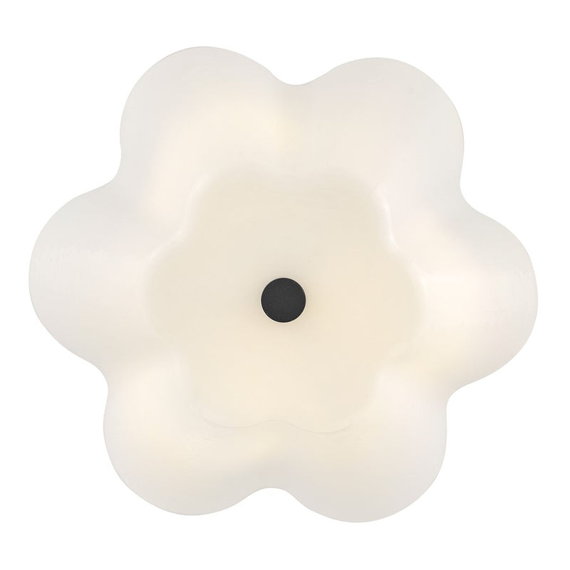 Lark Honey 15in 3-Light Semi-Flush Mount | Classic Black Steel and Cased Opal Glass | Entryway & Hallway | 15 x 15 x 7 in | Model 83713BK