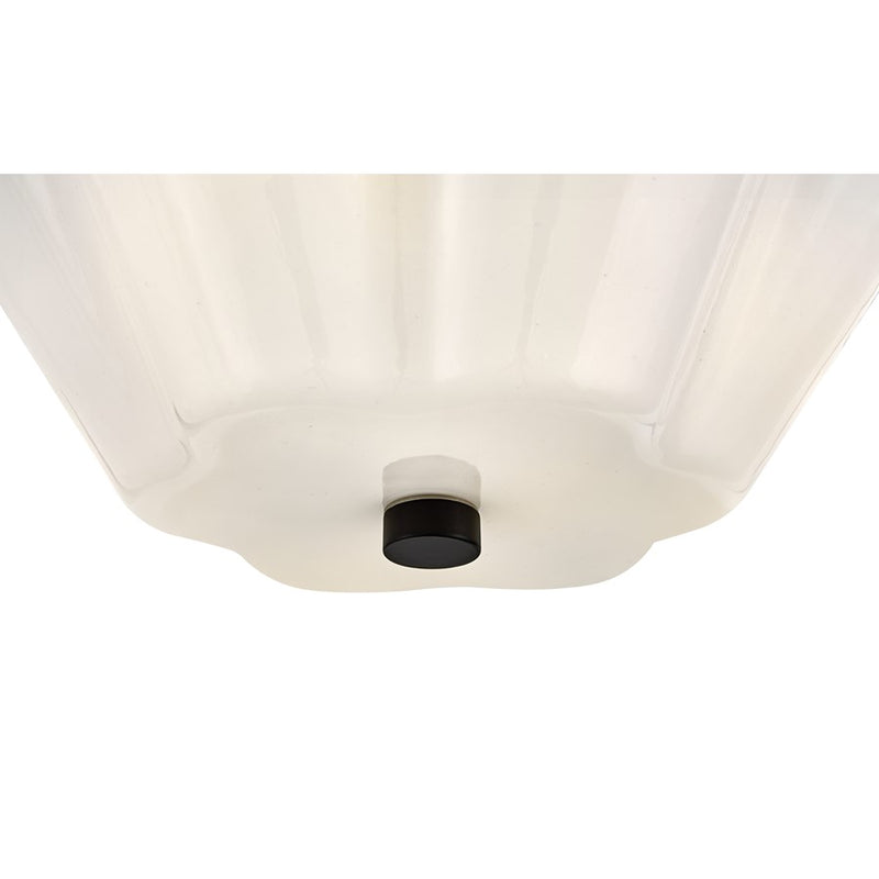 Lark Honey 15in 3-Light Semi-Flush Mount | Classic Black Steel and Cased Opal Glass | Entryway & Hallway | 15 x 15 x 7 in | Model 83713BK