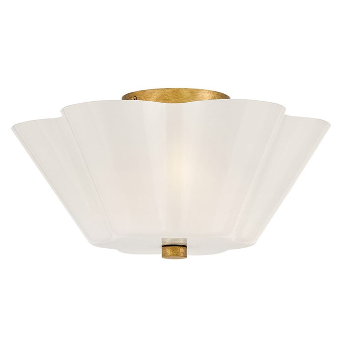 Lark Honey 3 Light Med. Semi-Flush Mount, Distressed Brass/Cased Opal - 83713DA