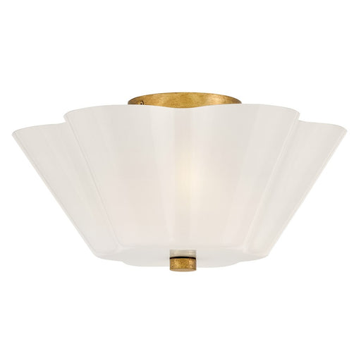 Lark Honey 3 Light Med. Semi-Flush Mount, Distressed Brass/Cased Opal