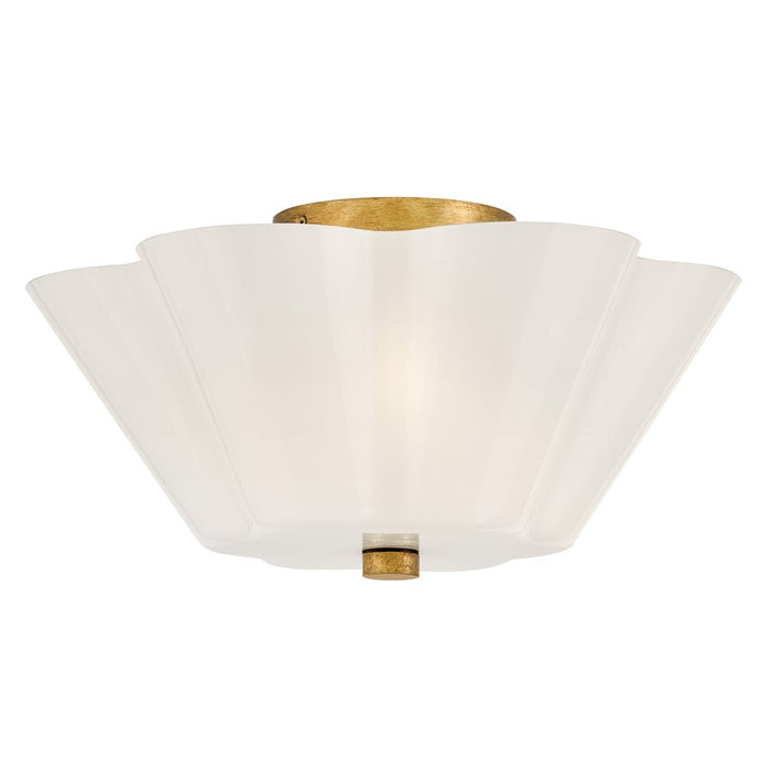 Lark Honey 3 Light Med. Semi-Flush Mount, Distressed Brass/Cased Opal