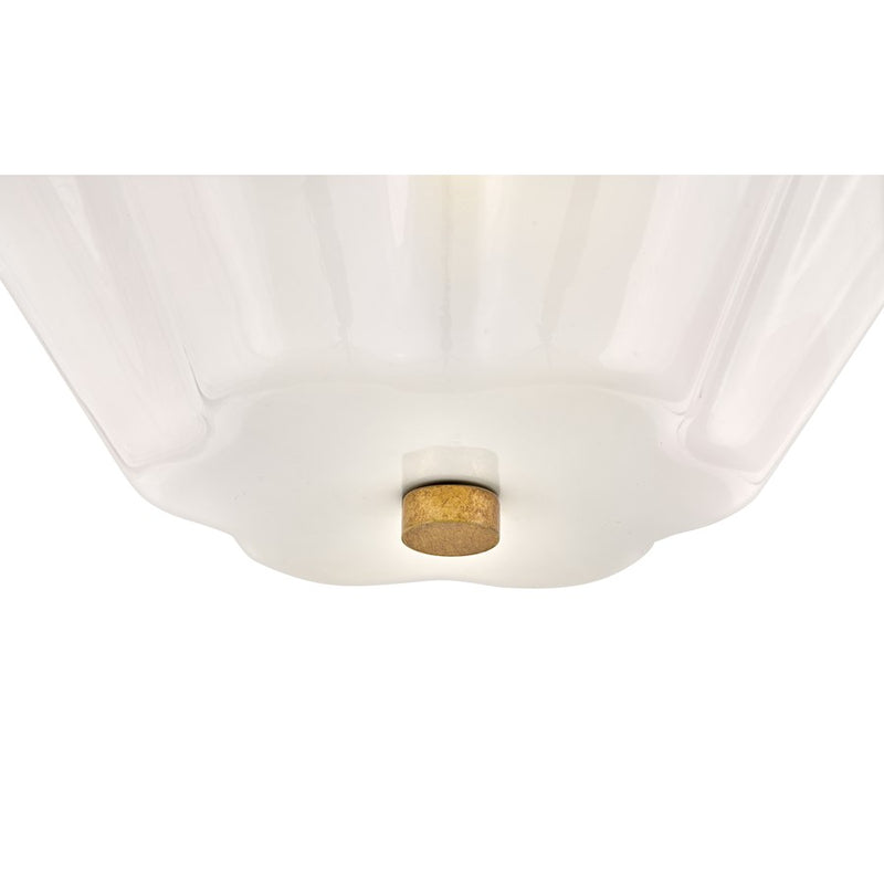 Lark Honey 15in 3-Light Semi-Flush Mount | Classic Distressed Brass Steel and Cased Opal Glass | Entryway & Hallway | 15 x 15 x 7 in | Model 83713DA