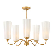 Hinkley Lark Honey 28in 5-Light Chandelier | Classic Distressed Brass and Cased Opal Glass | Dining Room & Living Room | 28 x 28 x 14 in | Model 83715DA
