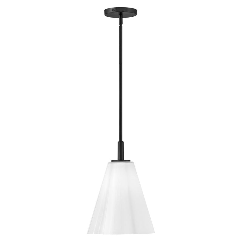 Lark Honey 11in 1-Light Small Pendant | Classic Black Steel and Cased Opal Glass | Kitchen Island & Dining Room | 11 x 11 x 14 in | Model 83717BK