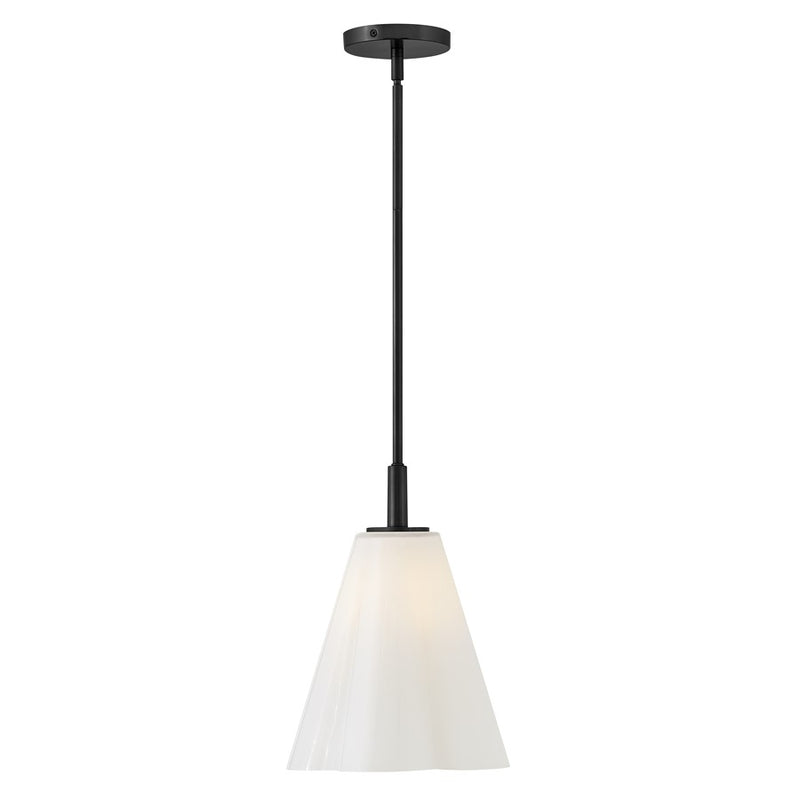 Lark Honey 11in 1-Light Small Pendant | Classic Black Steel and Cased Opal Glass | Kitchen Island & Dining Room | 11 x 11 x 14 in | Model 83717BK