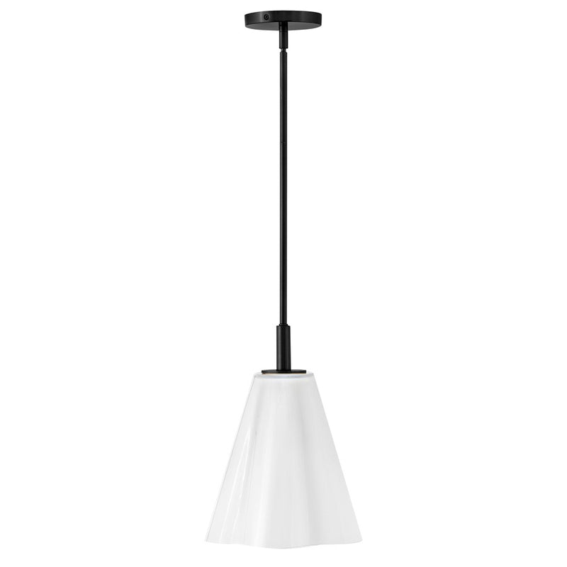 Lark Honey 11in 1-Light Small Pendant | Classic Black Steel and Cased Opal Glass | Kitchen Island & Dining Room | 11 x 11 x 14 in | Model 83717BK