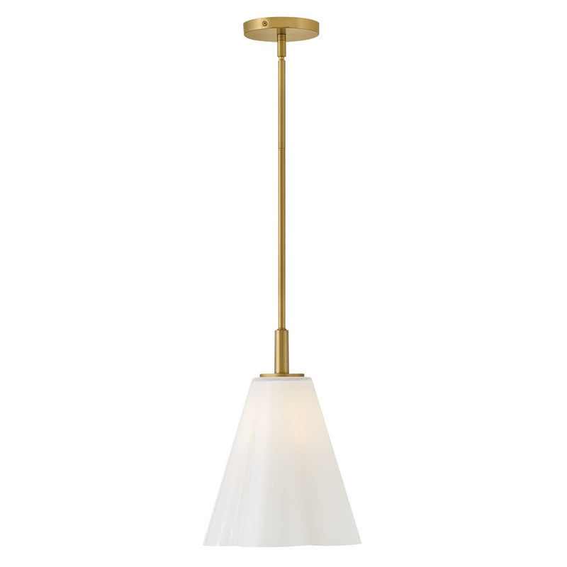 Lark Honey 1-Light Small Pendant | Classic Lacquered Brass Steel and Cased Opal Glass | Kitchen Island & Dining Room | 11 x 11 x 14 in | Model 83717LCB
