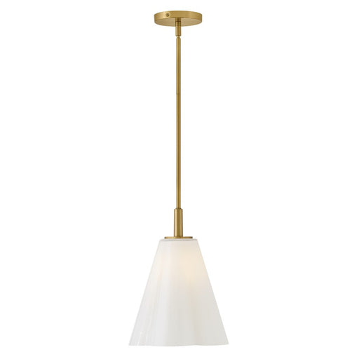 Lark Honey 1 Light Small Pendant, Lacquered Brass/Cased Opal