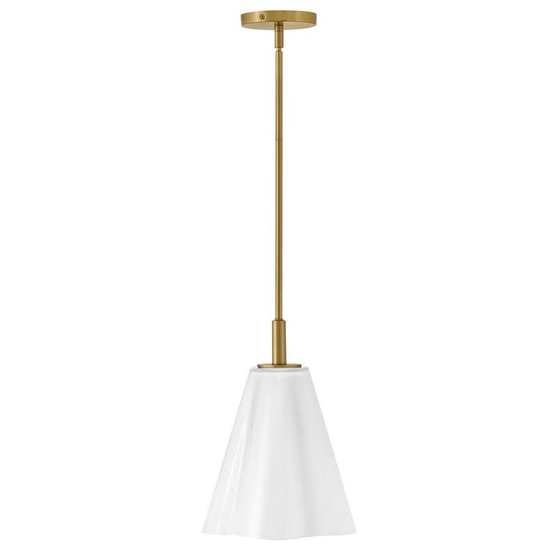 Lark Honey 1-Light Small Pendant | Classic Lacquered Brass Steel and Cased Opal Glass | Kitchen Island & Dining Room | 11 x 11 x 14 in | Model 83717LCB