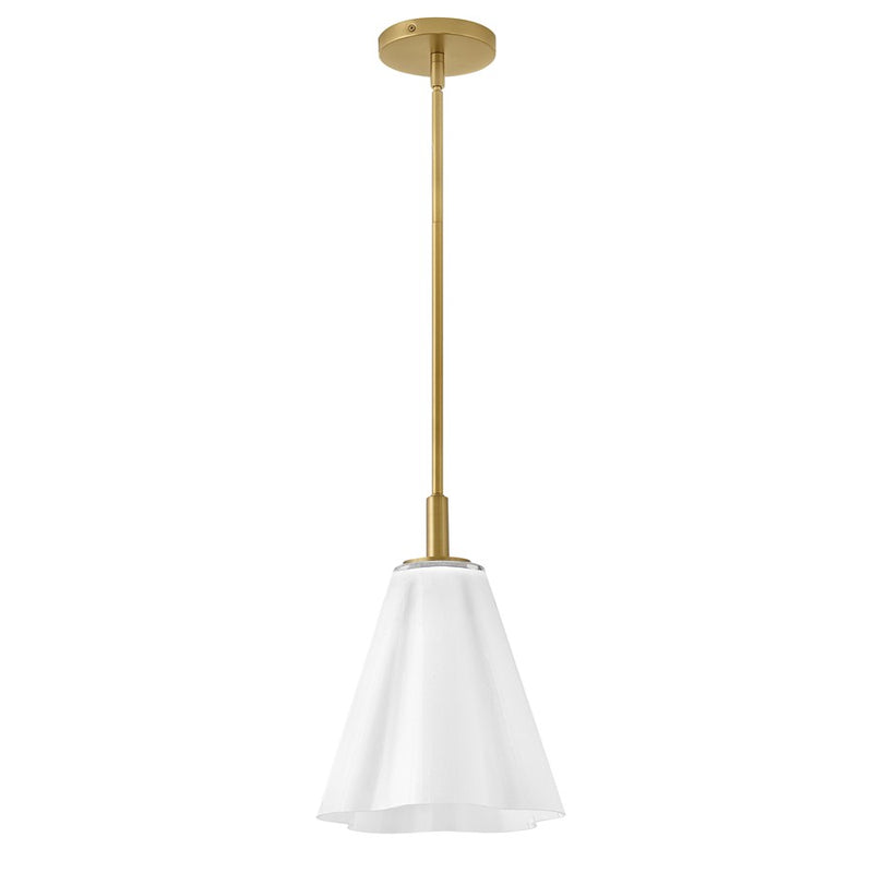 Lark Honey 1-Light Small Pendant | Classic Lacquered Brass Steel and Cased Opal Glass | Kitchen Island & Dining Room | 11 x 11 x 14 in | Model 83717LCB