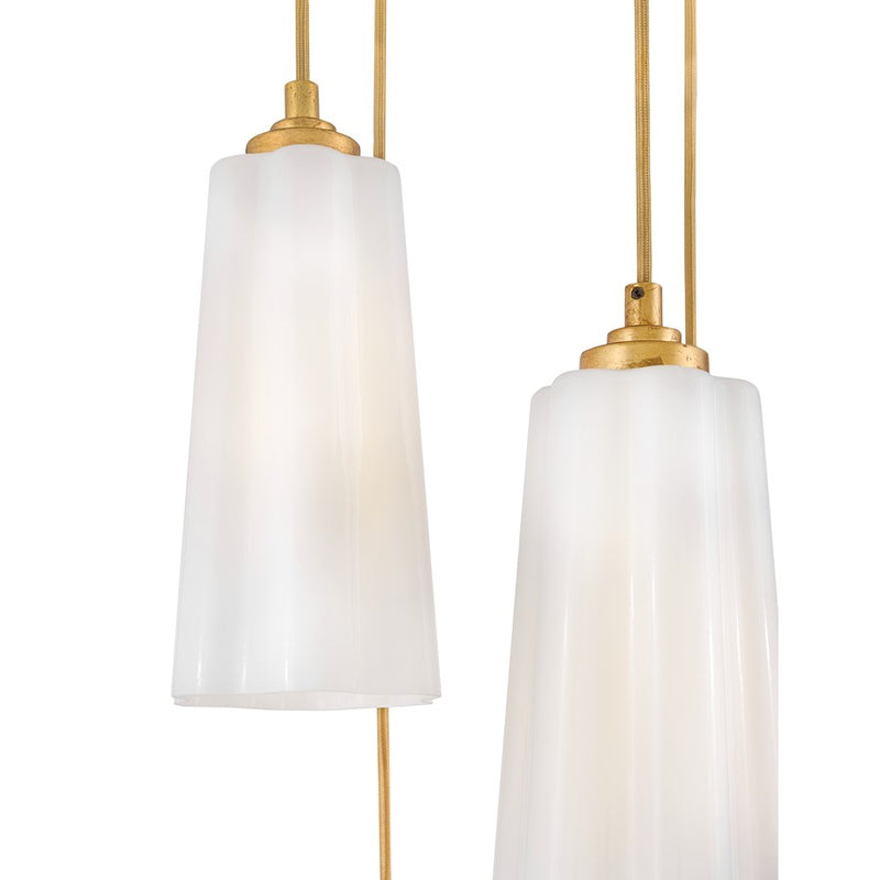 Lark Honey 16in 5-Light Chandelier | Classic Distressed Brass Steel and Cased Opal Glass | Dining Room & Living Room | 16 x 16 x 46 in | Model 83718DA