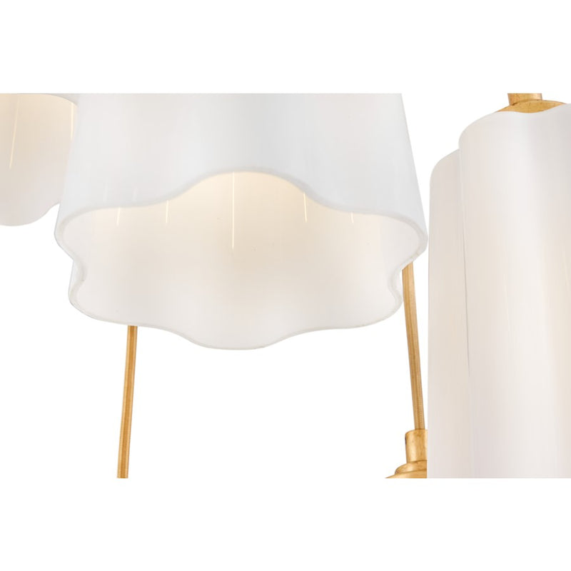 Lark Honey 5 Light Small Chandelier, Distressed Brass/Cased Opal