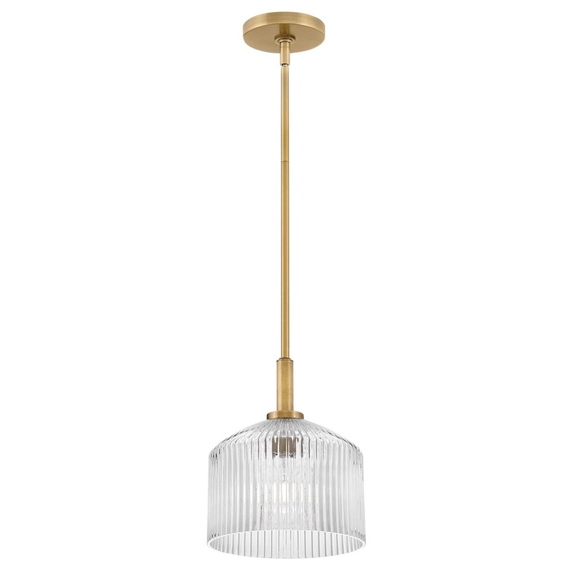 Lark Lisette 1 Light Small Pendant, Lacquered Brass/Clear