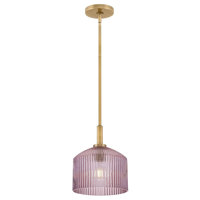 Lark Lisette 9in 1-Light Small Pendant | Classic Lacquered Brass Steel and Rose Glass | Kitchen Island & Dining Room | 9 x 9 x 10 in | Model 83727LCB-RO