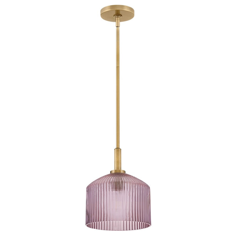 Lark Lisette 9in 1-Light Small Pendant | Classic Lacquered Brass Steel and Rose Glass | Kitchen Island & Dining Room | 9 x 9 x 10 in | Model 83727LCB-RO