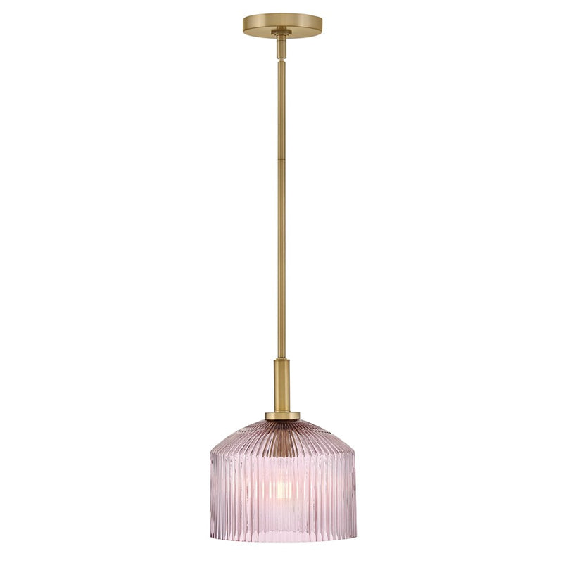 Lark Lisette 9in 1-Light Small Pendant | Classic Lacquered Brass Steel and Rose Glass | Kitchen Island & Dining Room | 9 x 9 x 10 in | Model 83727LCB-RO