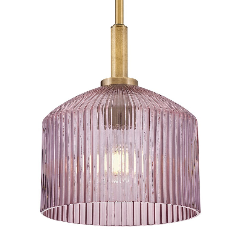 Lark Lisette 9in 1-Light Small Pendant | Classic Lacquered Brass Steel and Rose Glass | Kitchen Island & Dining Room | 9 x 9 x 10 in | Model 83727LCB-RO
